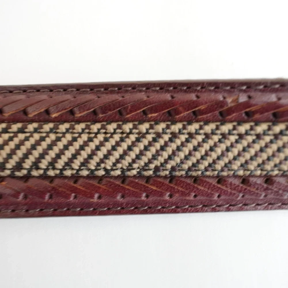 Brighton Leather Woven Belt Mens 40 Brown Classic Gold Buckle Casual